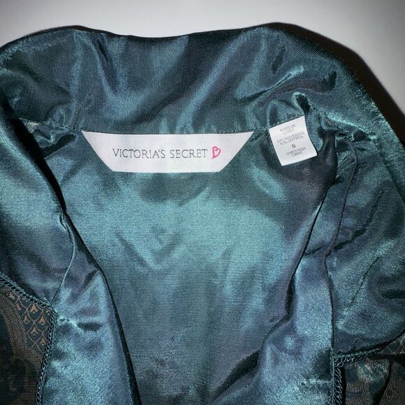 Vtg 90's Victoria’s Secret Y2K Green Gold Paisley Silky Pajama Set Size Small - Picture 8 of 12